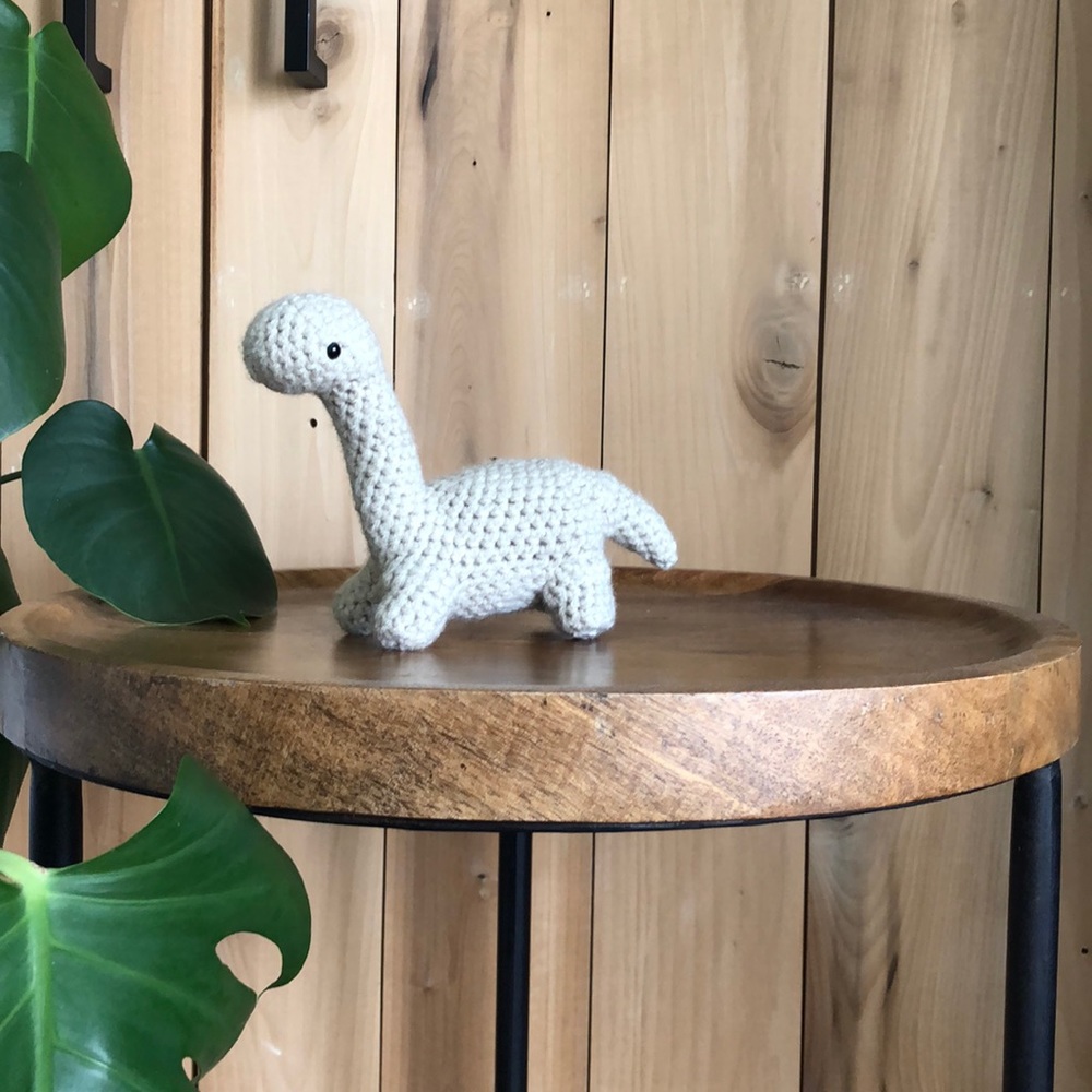 NWT Handmade Crochet Dinosaur Plush in Ivory